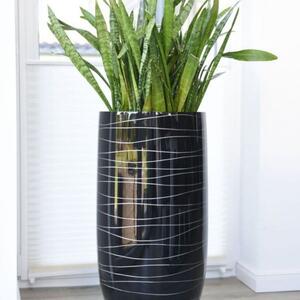 Luxusný kvetináč ASCONIA, sklolaminát, výška 80 cm, čierny lesk