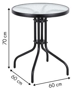 Bauerkraft Sklenený okrúhly stôl na balkón alebo terasu