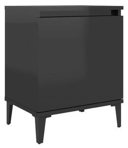 Nočný stolík kovové nohy lesklý čierny 40x30x50 cm