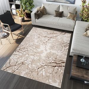 Jednoduchý moderný koberec béžovej farby s hnedým motívom Šírka: 80 cm | Dĺžka: 150 cm