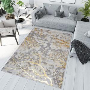 Jednoduchý moderný koberec sivej farby so zlatým motívom Šírka: 160 cm | Dĺžka: 230 cm