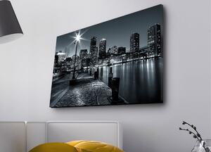 Wallity Obraz s LED osvetlením NOČNÉ MESTO S RIEKOU 45 x 70 cm