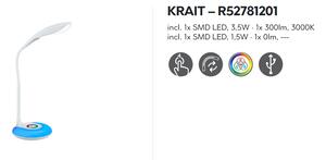 Stolná lampa KRAIT R52781201 biela RGB