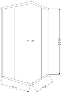 Invena Parla sprchovací kút 80x80 cm obdĺžniková chromová lesklé/matné sklo AK-48-181