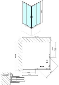 Polysan Carmen sprchovací kút 90x90 cm obdĺžniková chromová lesklé/priehľadné sklo MD5116