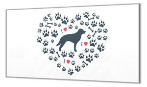 Ochranná doska maľovaný pes, srdce a psie labky - 52x60cm / NE