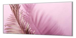 Ochranná doska ružový podklad a zlaté listy palmy - 52x60cm / ANO