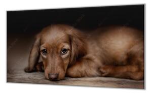 Ochranná doska ležiaci pes hnedý jazvečík - 52x60cm / ANO