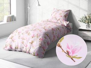 Biante Bavlnené posteľné obliečky Sandra SA-233 Kvety magnólie na ružovom Predĺžené 140x220 a 70x90 cm