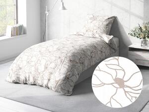 Biante Bavlnené posteľné obliečky Sandra SA-268 Béžové designové kvety na bielom Jednolôžko 140x200 a 70x90 cm