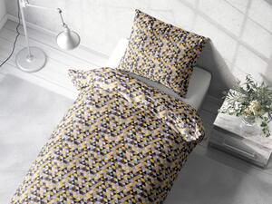Biante Bavlnené posteľné obliečky Sandra SA-218 Žlto-hnedo-ružové trojuholníčky Predĺžené 140x220 a 70x90 cm