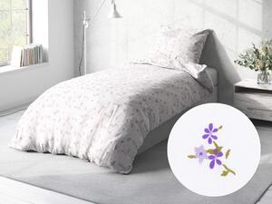 Biante Bavlnené posteľné obliečky Sandra SA-296 Drobné fialové kvety na bielom Jednolôžko 140x200 a 70x90 cm