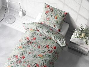 Biante Bavlnené posteľné obliečky Sandra SA-415 Kvety na mintovom hexagóne Predĺžené 140x220 a 70x90 cm