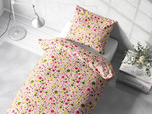 Biante Bavlnené posteľné obliečky Sandra SA-209 Ružové a žlté bodky na bielom Jednolôžko 140x200 a 70x90 cm