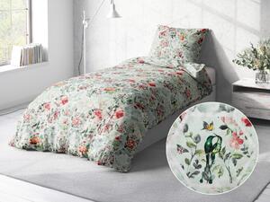 Biante Bavlnené posteľné obliečky Sandra SA-415 Kvety na mintovom hexagóne Jednolôžko 140x200 a 70x90 cm