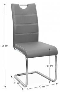 Kondela ABIRA NEW SS 0000182219 - stolička jedálenská chróm/ ekokoža svetlosivá