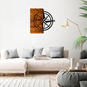 Wallity Nástenná drevená dekorácia COMPASS hnedá/čierna