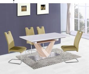 Kondela DURMAN DS/BI 0000183937 - jedálenský stôl 160-220x90x75 cm, dub sonoma / biela extra vysoký lesk