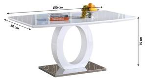 Kondela ZARNI BI 0000205712 - jedálenský stôl pevný 150x80x75 cm, biela vysoký lesk / oceľ