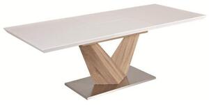 Kondela DURMAN DS/BI 0000183937 - jedálenský stôl 160-220x90x75 cm, dub sonoma / biela extra vysoký lesk