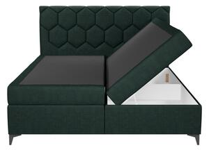 Kontinentálna posteľ s úložným priestorom zelená MEGAN PU 140x200 cm