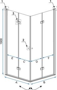 Rea Fold sprchovací kút 80x80 cm obdĺžniková chromová lesklé/priehľadné sklo REA-K9990
