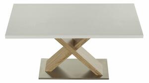 Kondela FARNEL BI/DS 0000242915 - jedálenský stôl pevný 160x90x76 cm, biela vysoký lesk / dub sonoma
