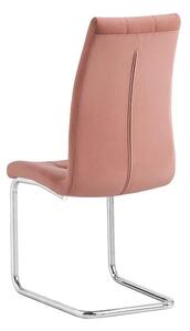Kondela SALOMA NEW RU 0000285444 - jedálenská stoliča látka Velvet ružová / podnož chróm