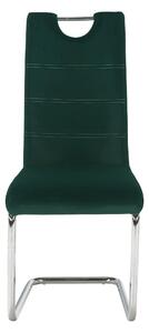 Kondela ABIRA NEW SM 0000285418 - stolička jedálenská, látka smaragdová Velvet / svetlé šitie / podnož chróm