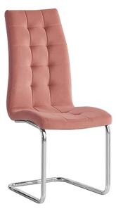 Kondela SALOMA NEW RU 0000285444 - jedálenská stoliča látka Velvet ružová / podnož chróm