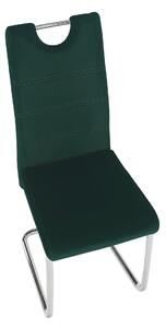 Kondela ABIRA NEW SM 0000285418 - stolička jedálenská, látka smaragdová Velvet / svetlé šitie / podnož chróm