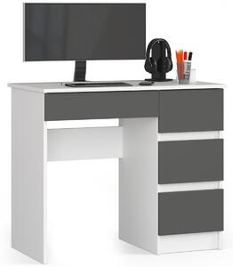 Ak furniture Písací stôl A-7 90 cm pravý biely/grafit