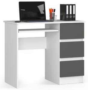 Ak furniture Písací stôl A-6 90 cm pravý biely/sivý