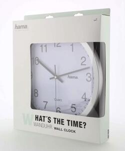 Hama 186411 - CWA100, nástenné hodiny, priemer 30 cm, strieborné