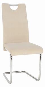 Kondela ABIRA NEW BE 0000285417 - stolička jedálenská, látka béžová Dulux Velvet / svetlé šitie / podnož chróm