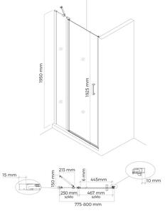 Oltens Verdal sprchové dvere 80 cm výklopné čierna matná/priehľadné sklo 21203300
