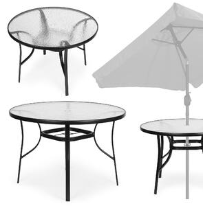 MultiGarden SC-080 Zahradní stůl kulatý, tvrzené sklo, otvor na slunečník, 105 cm
