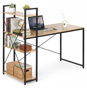 ModernHome TH-SD-6-16 Počítačový stôl 120x60 cm, regálová jednotka s tromi policami, hnedá