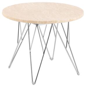 Actona Odkladací stolík Prunus 55 cm béžový mramor/chróm