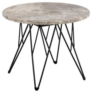 Actona Odkladací stolík Prunus 55 cm sivo-hnedý mramor/čierny