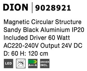 LED luster na lanku Dion 1 čierne – Čierna