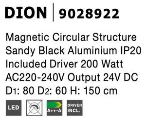 LED luster na lanku Dion 2 čierne – Čierna