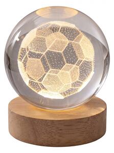 LED stolná lampička na drevenom podstavci - futbalová lopta - Ø 6 cm / USB - Clayre & Eef