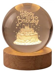 LED stolná lampička na drevenom podstavci Happy Birthday - Ø 6 cm / USB - Clayre & Eef