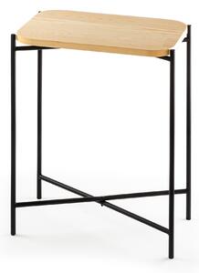 Kalune Design Odkladací stolík Shb-003 z masívu čierny/dub prírodný