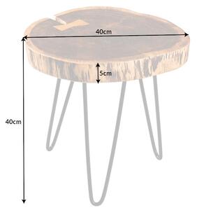 Dizajnový odkladací stolík Island 40 cm hnedá akácia