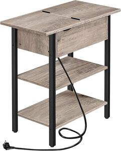 Odkladací stolík Vasagle Frenzy 48 cm s nabíjacou stanicou sivý/čierny
