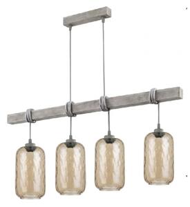 Brilagi - Luster na lane WOOD GLASS 4xE27/60W/230V borovica/šedá/dymovo hnedá