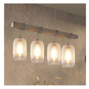 Brilagi - Závesný luster na lane WOOD GLASS 4xE27/60W/230V borovica/šedá/biela