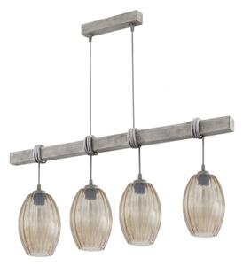 Brilagi - Závesný luster na lanku WOOD GLASS 4xE27/60W/230V borovica/šedá/dymovo-hnedá